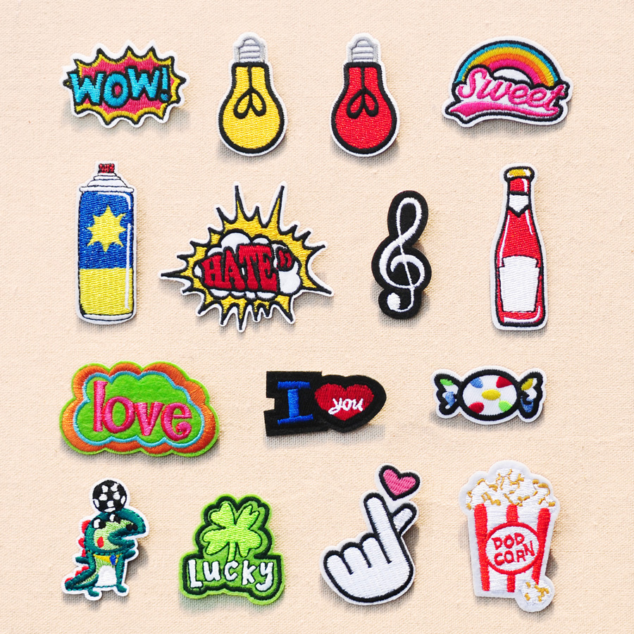 卡通补丁贴布贴花时尚毛衣服牛仔裤子修补洞刺绣背胶diy小号字母