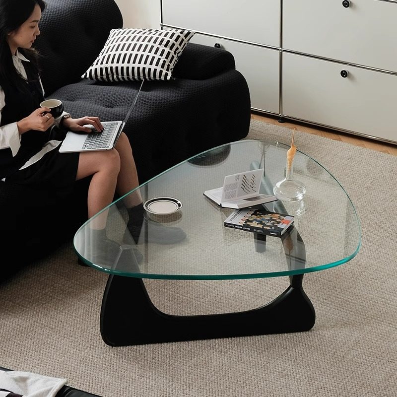 计师款家用中古全实木玻璃茶几