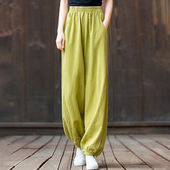 亚麻复古灯笼裤 棉麻阔腿练功太极裤 春夏2026新款 宽松禅意佛系女装