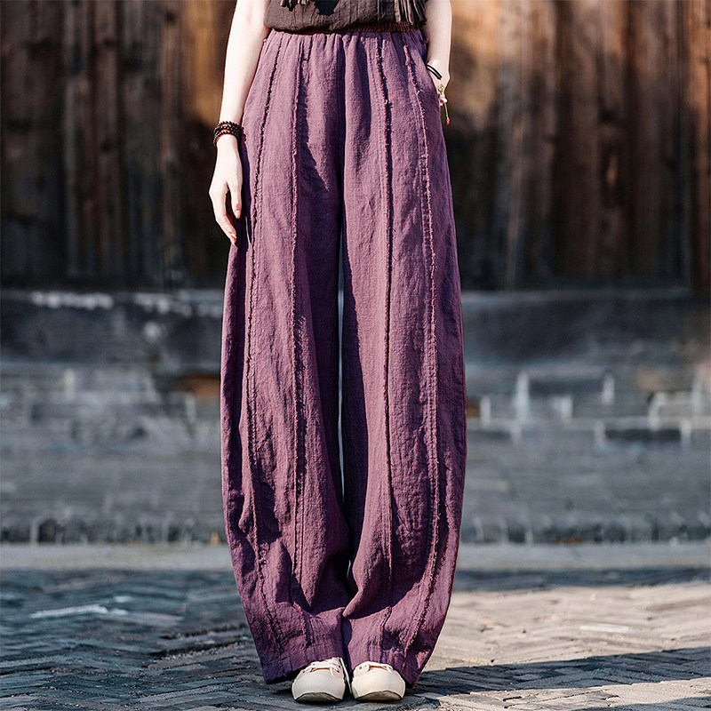 苎麻高腰松紧灯笼裤女式春秋2026新款棉麻禅意宽松长裤太极练功裤,女装/女士精品,休闲裤,淘宝优惠券,粉丝福利购,淘宝优惠卷