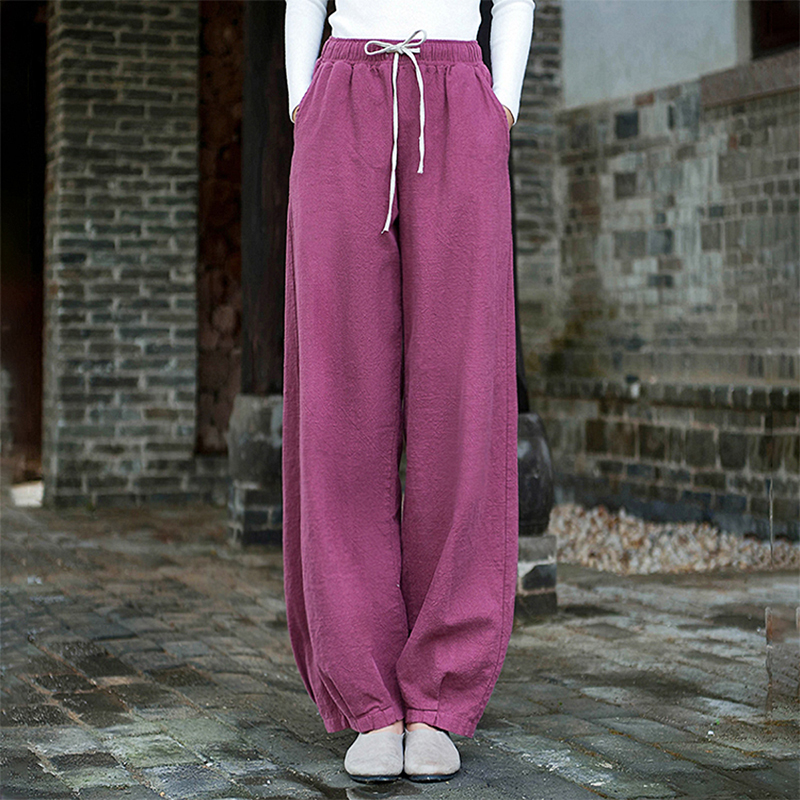 苎麻复古灯笼裤女2025春秋新款棉麻休闲宽松长裤复古练功太极裤子