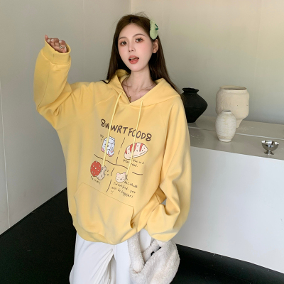 小吉家大码女装减龄长袖卫衣秋冬季插肩袖宽松型加绒加厚连帽上衣