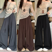 女装 高腰垂感显瘦西装 秋季 小吉家大码 新款 绑带松紧腰宽松阔腿裤 裤
