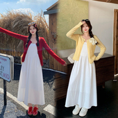 镂空针织开衫 小吉家大码 新款 秋季 收腰吊带连衣裙显瘦两件套女 女装