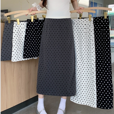 小吉家大码女装2025春季新款高腰显瘦波点a字裙显瘦中长款半身裙