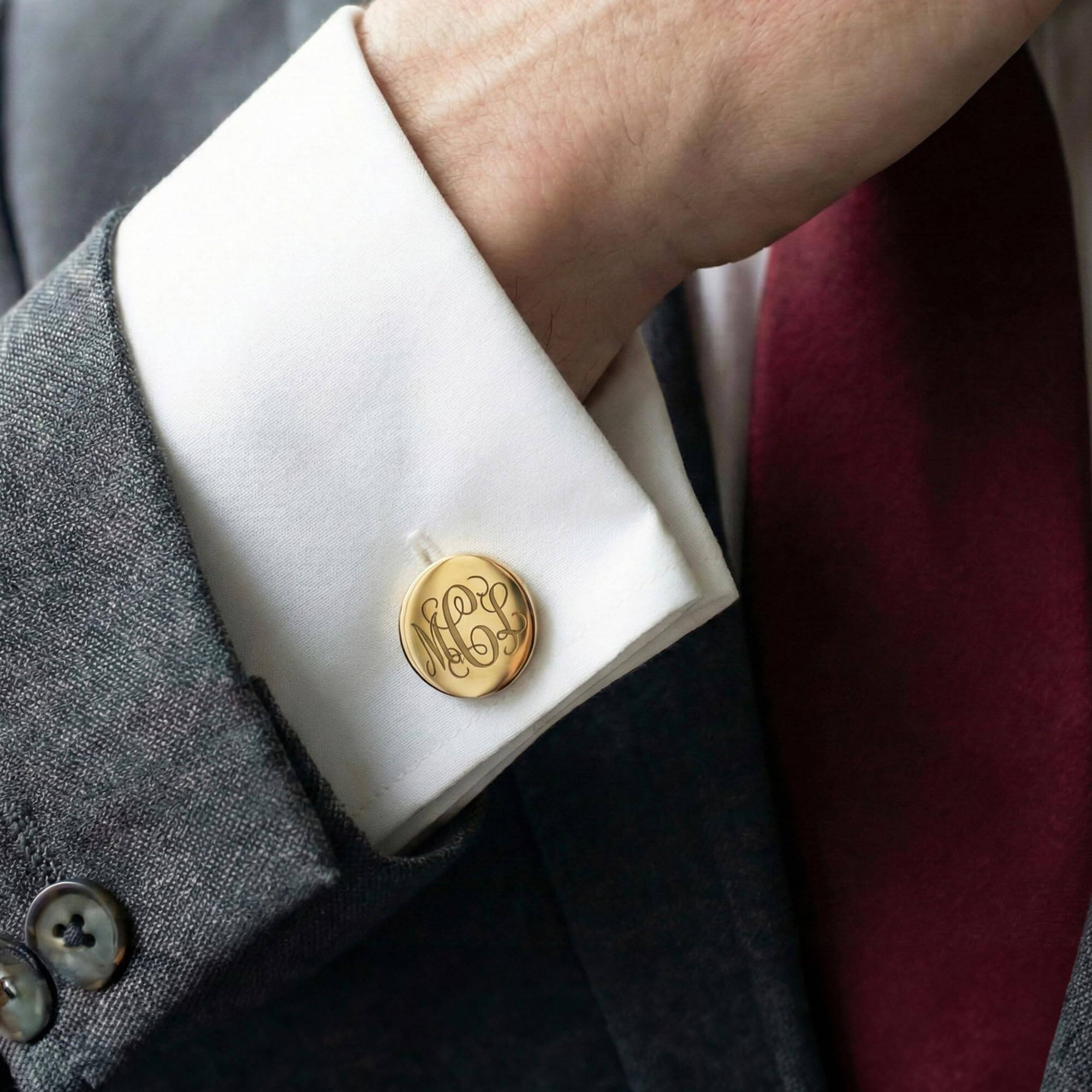 定制名字袖扣法式衬衫字母简约刻字袖钉男友business cufflinks