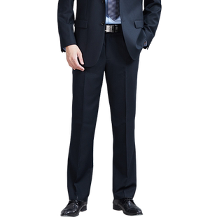红都男士西裤无褶商务正装开会藏青色上班职业裤工作西装男裤子