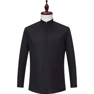 红都新款衬衫男士商务休闲中式立领男装衬衣