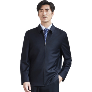 红都男夹克四季进口意大利VBC高支纱精纺纯羊毛商政茄克衫男外套