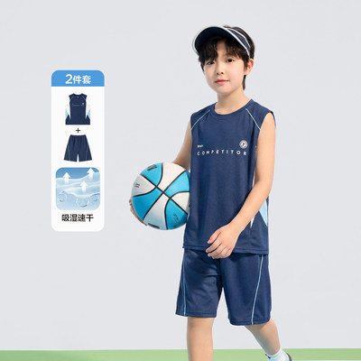 左西童装男童速干套装儿童运动背心短裤两件套网眼夏装2026新款潮 — 1