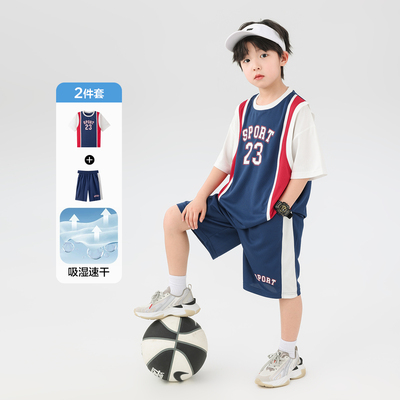 左西童装男童套装夏季速干运动短袖2026新款儿童篮球服两件套夏装 — 4