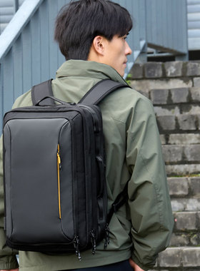 日本山业sanwa双肩斜跨笔记本电脑包防水减负AGS护脊大容量出差背包3WAY男包YKK拉链上班通勤潮学生书包女包