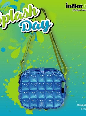 泰国充气包 inflat Decor纯色斜挎包小包 荧光色 蓝色
