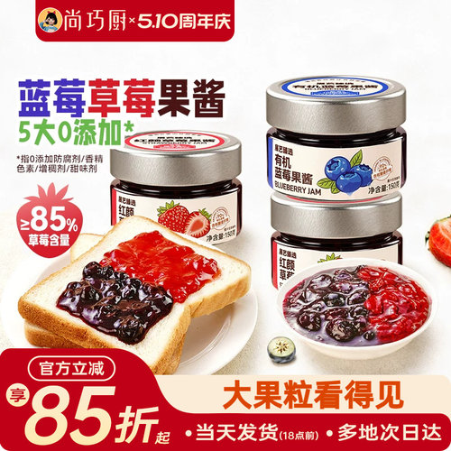 展艺臻选蓝莓草莓果酱无添加纯熬红颜有机烘焙专用涂抹面包0脂