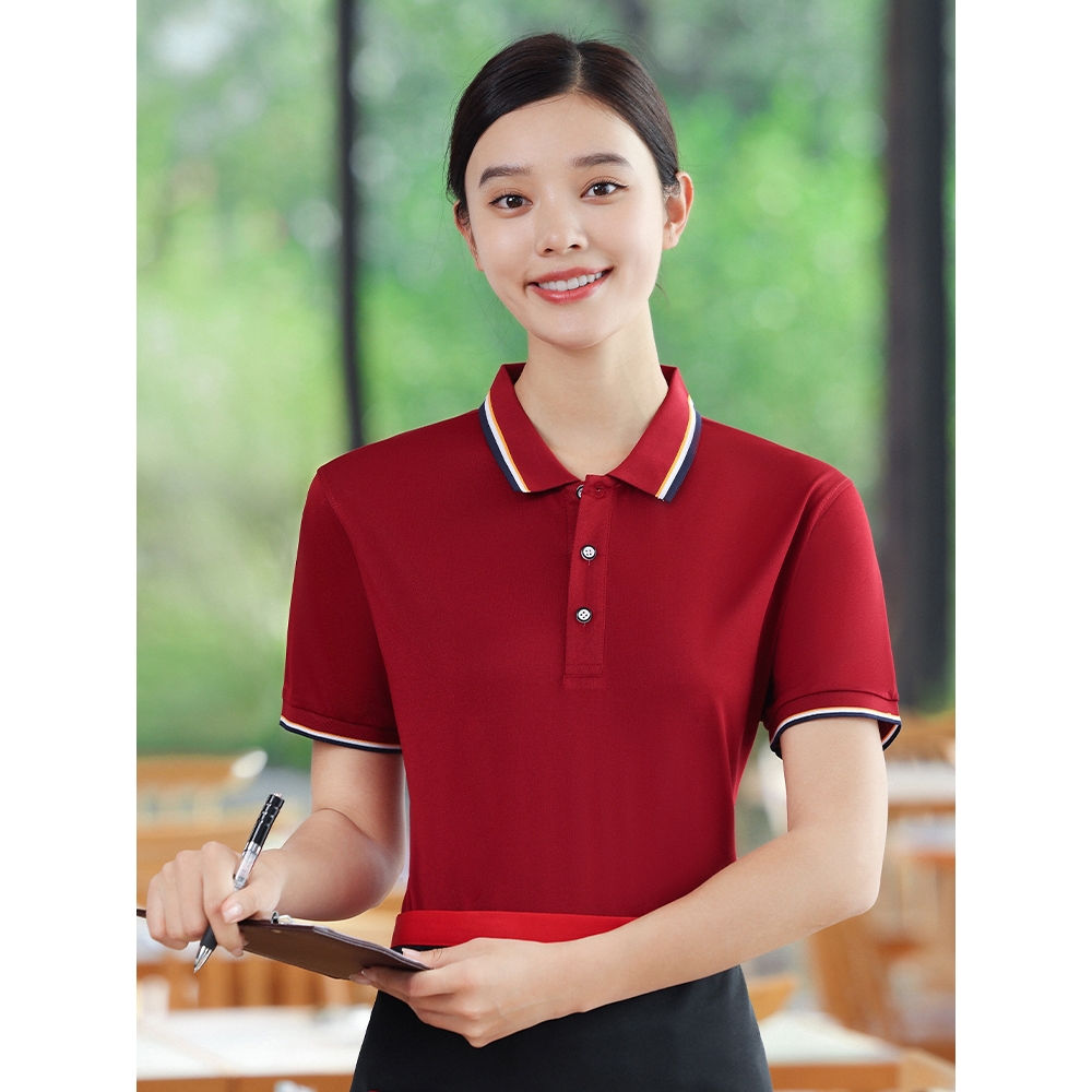 餐饮服务员工作服女夏季奶茶蛋糕烘焙酒店餐厅饭店工衣短袖t恤