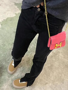 梨型身材裤子2023秋大码高腰弹力马蹄裤女胖妹妹mm显瘦开叉牛仔裤