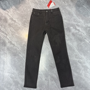 女春秋加绒烟灰牛仔九分长裤 2.22浪s 显瘦铅笔小脚裤 加绒修身 靴裤