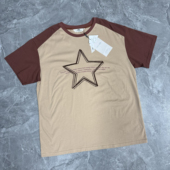 短袖 7.7 T恤女 新款 简约百搭星星印花拼色宽松个性 木果… 夏季