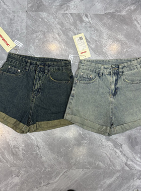 5.9ORANGE…长腿轰炸机 高腰翻边宽松阔腿牛仔短裤女春夏高级显瘦