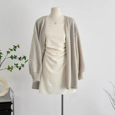 9.23松本ss 慵懒风毛衣开衫女秋宽松中长针织外套垂感上衣