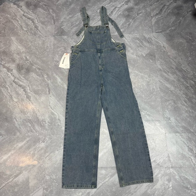 10.10巧bo 甜酷风显瘦直筒阔腿牛仔背带裤