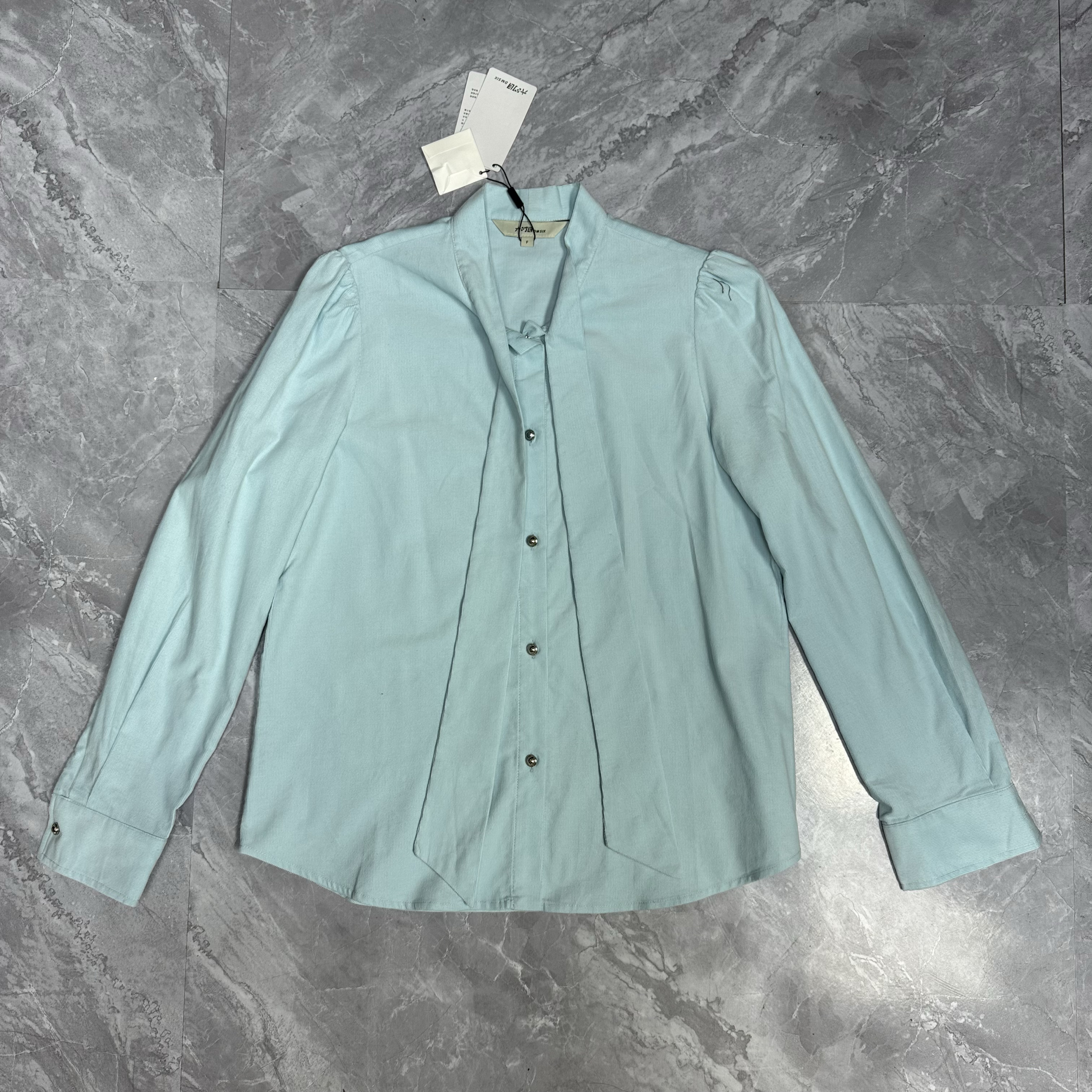 2.25六d目 新品复古蝴蝶结长袖衬衫女正肩显瘦上衣