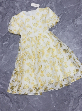 7.10 文mo 柜999 重工夏季甜美花朵连衣裙女泡泡袖碎花裙公主风