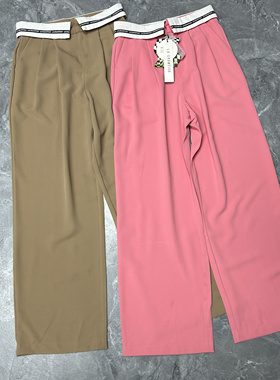 6.1 LA CR…辣妹高腰撞色垂感直筒宽松显瘦简约高级西装裤nv