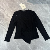 11.27韩都 不规则下摆弹力T恤设计感优雅知性收腰上衣女039H