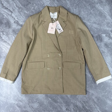 12.8谜xiu 双排扣中长款西装外套女韩版小个子英伦风上衣