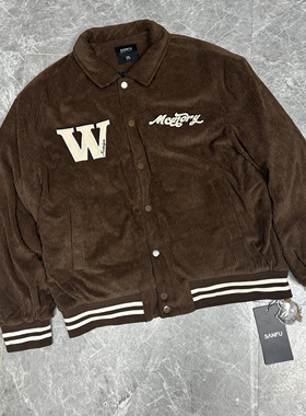 10.22三fu 冬季美式复古灯芯绒宽松休闲棒球服外套男女羽绒服外套