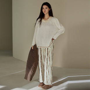 法式棉纱睡衣女款高级感轻奢风可外穿秋冬洋气独特别致家居服套装