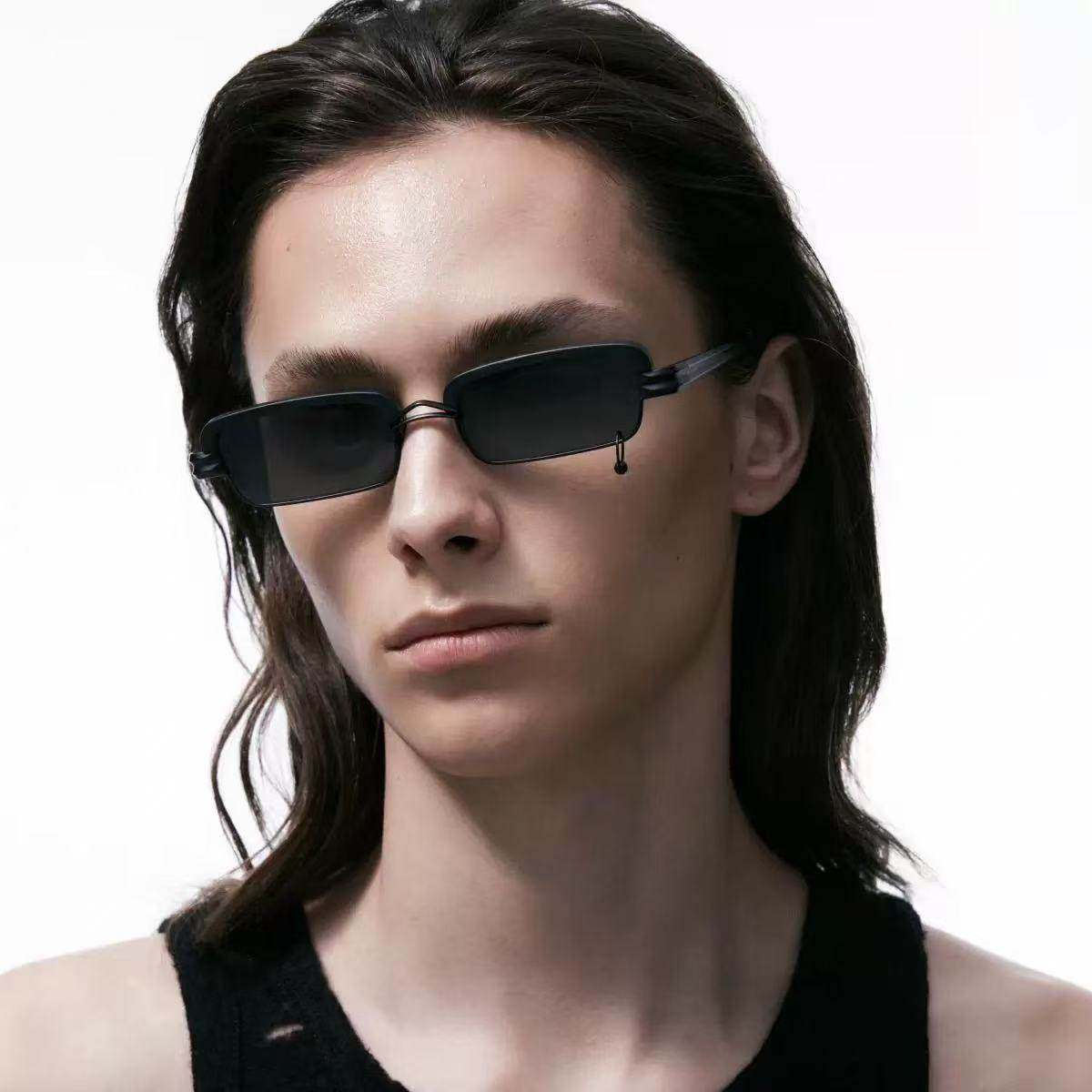 欧美风跨境方形太阳镜男嘻哈高级感小框防紫外线百搭墨镜潮流酷炫