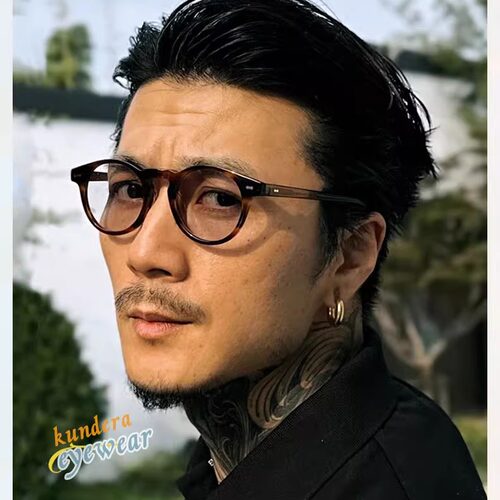 硬汉斯文痞帅TR90近视眼镜框架男款专业配镜复古豹纹圆框大脸全框