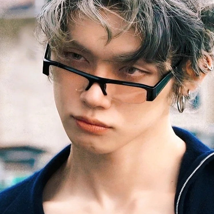 TXT崔然竣同款半框眼镜男款近视可配度数方形黑框眼睛框镜架韩系