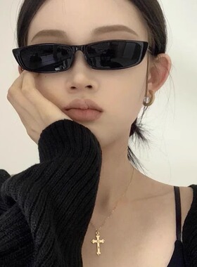 美式小框走秀款ins网红同款酷复古墨镜90s个性扁方形太阳眼镜装饰