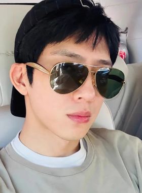 网红同款墨绿色复古大框蛤蟆镜男女飞行员式墨镜防紫外线太阳镜潮