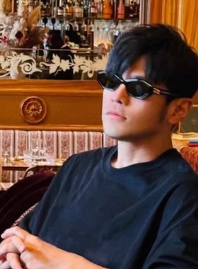 周杰伦同款时尚2025新款小猫眼黑色凹造型墨镜夏季防紫外线太阳镜