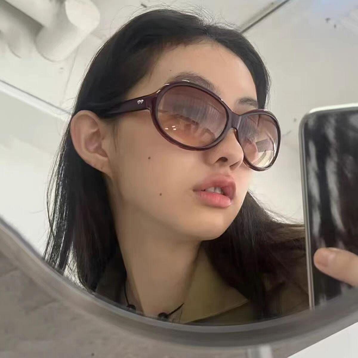 欧美古早超大框蛤蟆镜墨镜女高级感显脸小Y2K防晒太阳眼镜跨境男