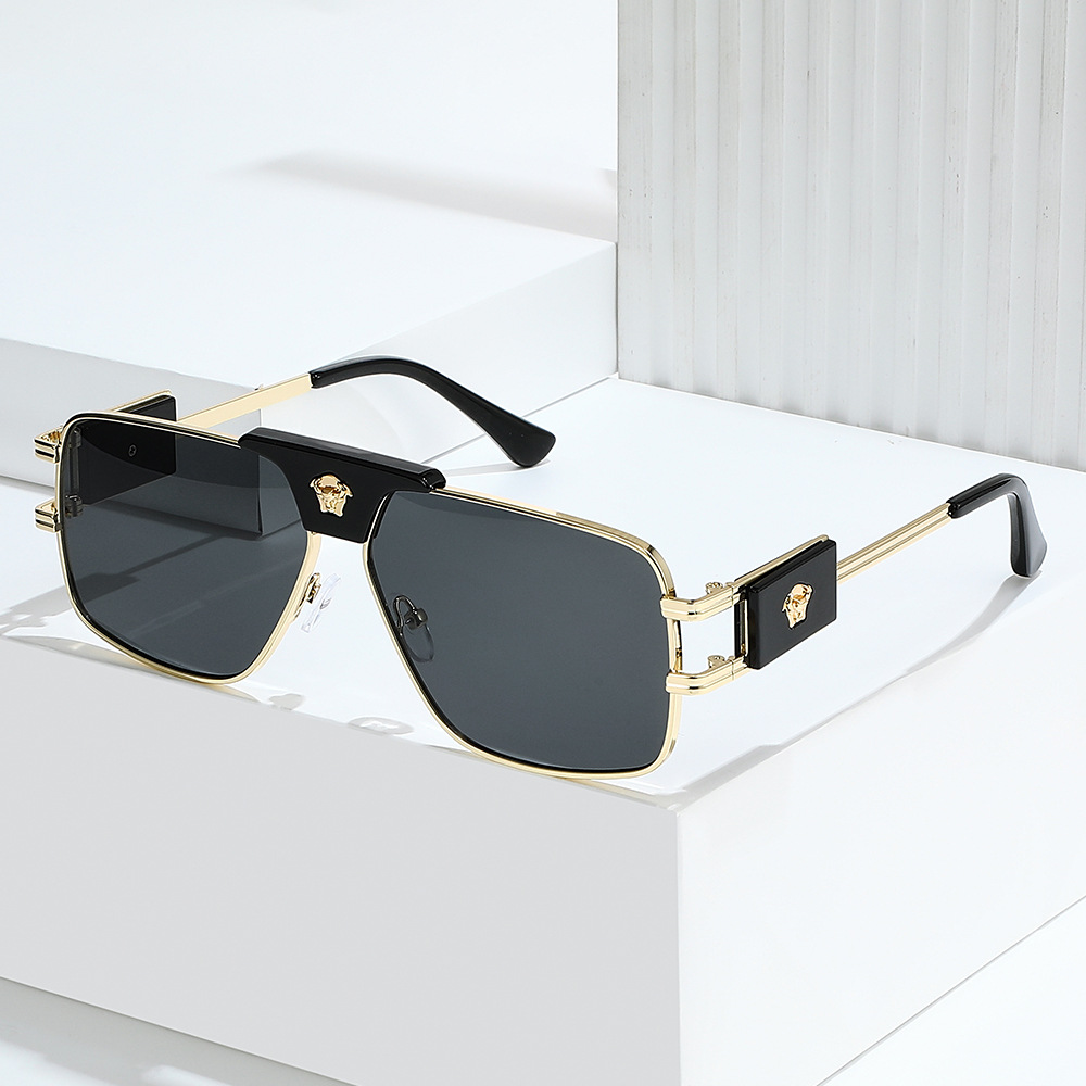 跨境新款金属太阳镜时尚潮流男女款人像墨镜欧美商务复古太阳眼镜