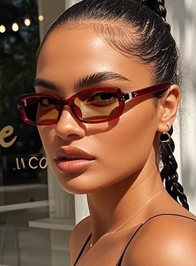 2025跨境新款方形小框太阳镜 欧美时尚蓝色简约铆钉百搭休闲墨镜