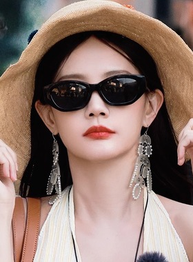 李一桐同款辣妹猫眼墨镜女遮阳防紫外线度假风太阳眼镜女子推理社