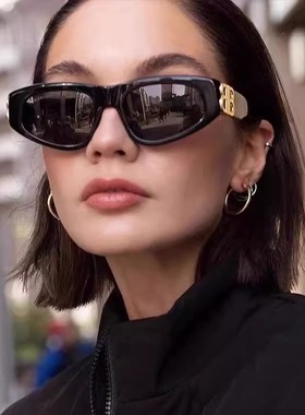 黑色防晒墨镜复古猫眼女款防紫外线欧美风显瘦近视偏光时尚太阳镜
