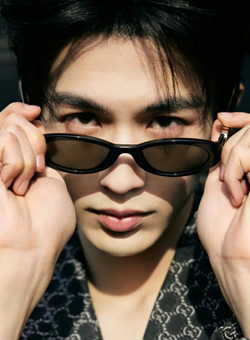 张凌赫同款欧美墨镜男2025复古小框椭圆太阳眼镜港风高级感凹造型