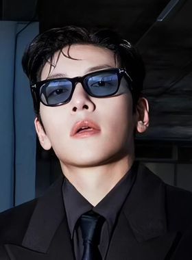 池昌旭同款TR90方框浅蓝色墨镜男款潮方圆脸痞帅凹造型太阳眼镜女