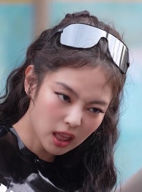 jennie同款土豪金水银色反光墨镜女连体y2k辣妹发箍眼镜太阳眼镜