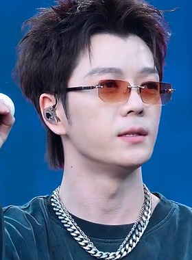 王栎鑫同款百搭墨镜男款痞帅复古茶色无框切边防紫外线太阳眼镜女