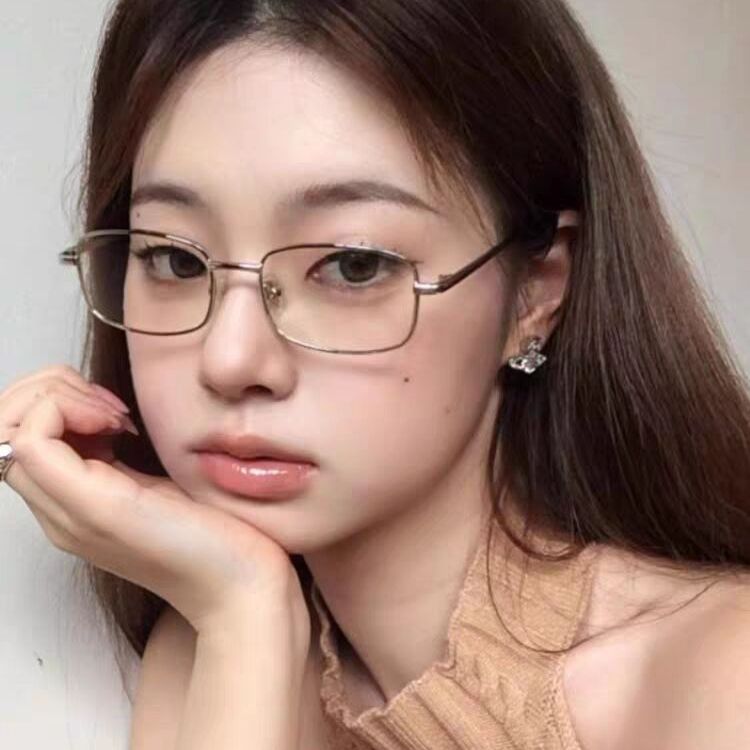 复古金属细边银色小方框甜酷辣妹欧美风素颜防蓝光眼镜女圆脸显瘦