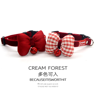新款宠物猫咪狗狗法式蝴蝶结项圈可调节小型犬防丢外出可拍照脖圈