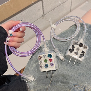 适用苹果14 Plus手机数据线保护套iPad Air5充电器iPhone13Promax